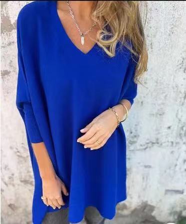 FEYLINA | Chemise Longue Tricotée à Col V & Manches Longues