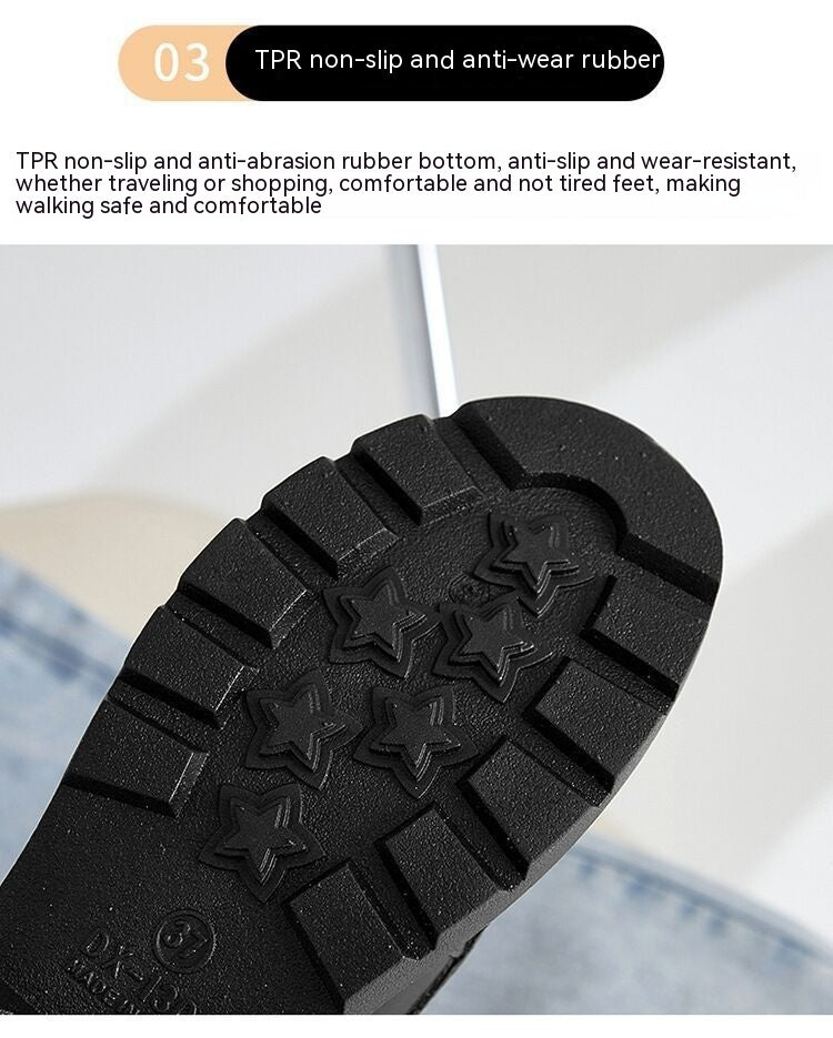 FEYLINA | Chaussures Plateformes Rétro à Bout Rond & Boutons Dorés