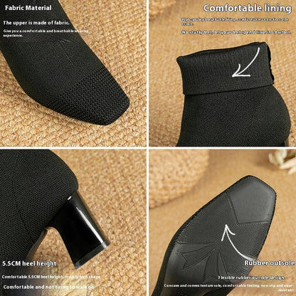 FEYLINA| Bottines Chaussettes à Talons Épais