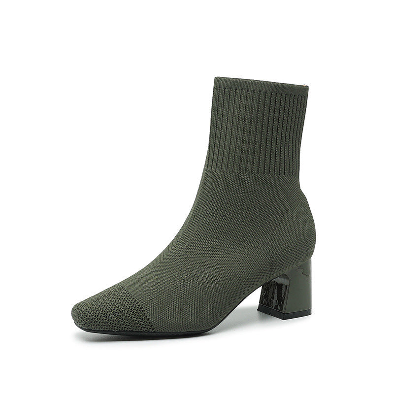 FEYLINA| Bottines Chaussettes à Talons Épais